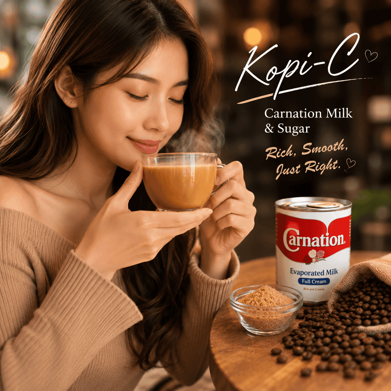 Sui-C Digital beautiful girl drinks kopi-c, suic digital