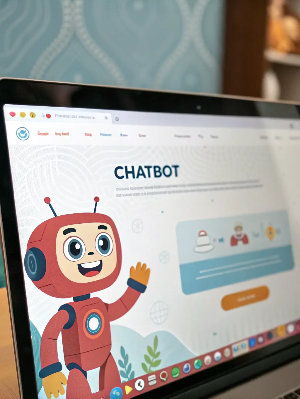 A friendly AI chatbot window popping up on a website, offering assistance with booking and answering questions, with a chat bubble saying 'How can I help you today?'.